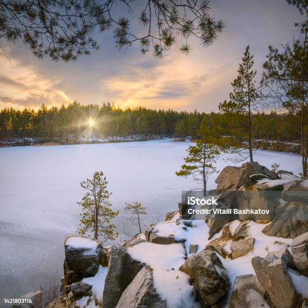 Frosen Winter Lake Stock Photo - Download Image Now - Romance, Landscape - Scenery, Rural Scene
