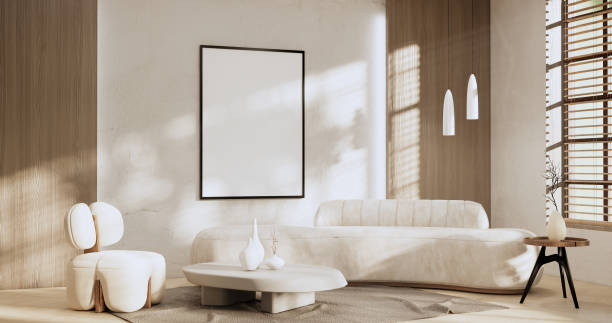 istock sofa and decoration japanese on Modern room interior wabisabi style.3D rendering 1421806849