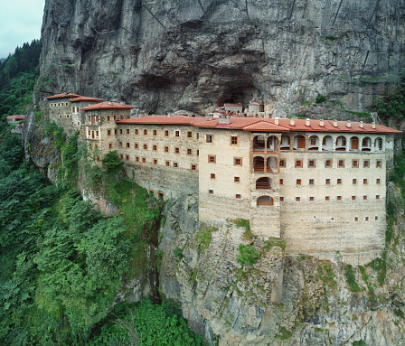 The Monastery of St. Barbara or Rousanou is an ideal example of ecological architecture and Biophilic design. Spiritual search, intellectual traveling, Meteora, Greece