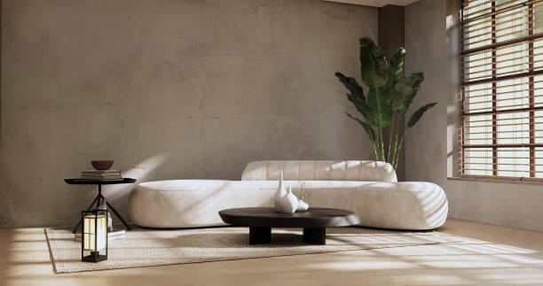 istock sofa and decoration japanese on Modern room interior wabisabi style.3D rendering 1421807493