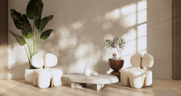 istock Armchair sofa and decoration japanese on Modern room interior wabisabi style.3D rendering 1421807607