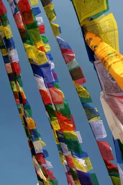 Prayer Flags with blue sky in Nepal