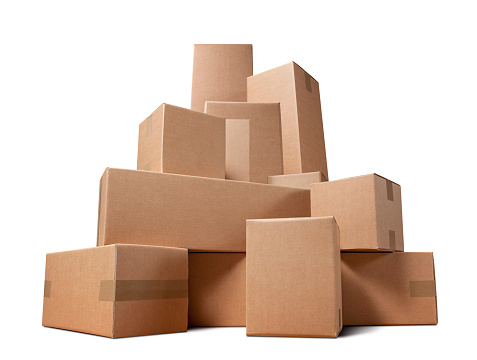 Cardboard boxes isolated on white background.