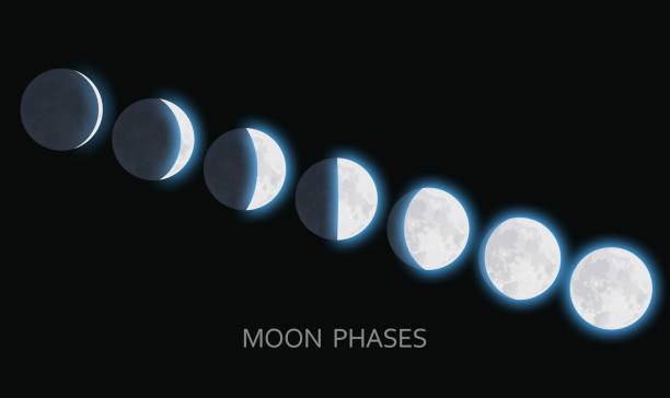 Moon phase astronomy set illustration stock photo