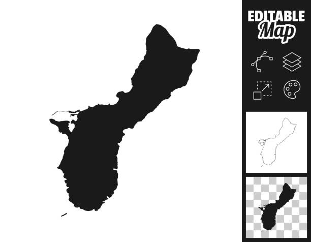 illustrations, cliparts, dessins animés et icônes de cartes de guam pour la conception. facilement modifiable - guam