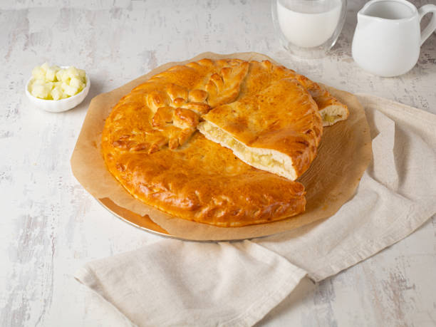 istock Delicious homemade apple pie on light background. 1421824381