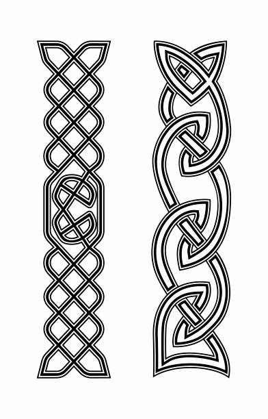 кельтская чересстрочная развертка - celtic style celtic culture tied knot pattern stock illustrations