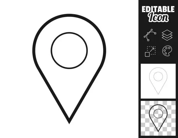 Vector illustration of Map pin. Icon for design. Easily editable