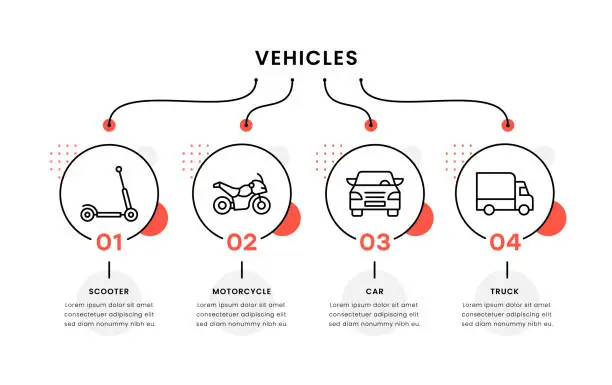 Vector illustration of Vehicles Timeline Infographic Template