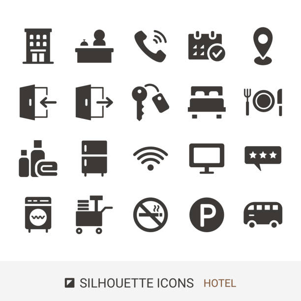 EC site icon, Hotel service, Silhouette icon EC site icon, Hotel service, Silhouette icon. checkout stock illustrations