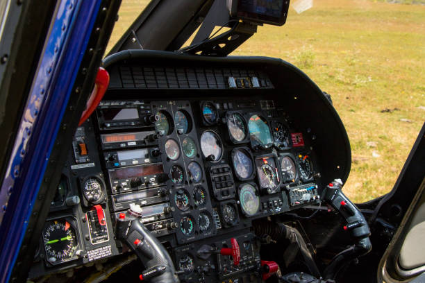 istock Helicopter close-up, blue and white helicopterview 1421844189