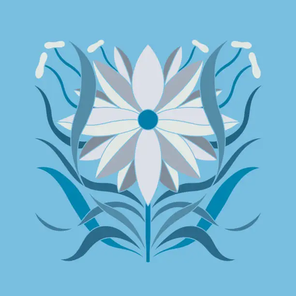 Vector illustration of Art nouveau style flower plant basic element. 1920-1930 years vintage design. Symbol motif design.