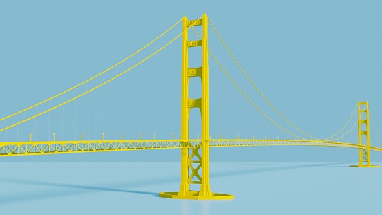 Architectural models of cable-stayed bridge 3D Rendering
