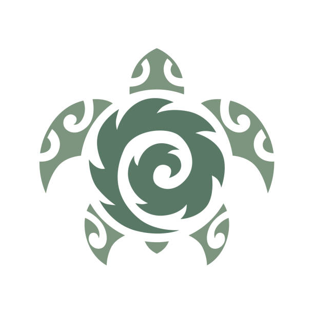 Maori Polynesian Ethno Tribal Boho Style Turtle. Turtle logo graphic design concept Maori Polynesian Ethno Tribal Boho Style Turtle. Turtle logo graphic design concept. Editable sea turtle element, can be used as logotype, icon, template in web and print maori tattoos stock illustrations