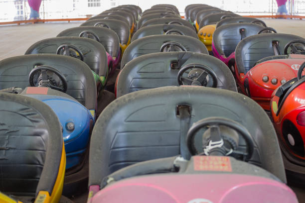 istock Bumper cars in a row 1421850790