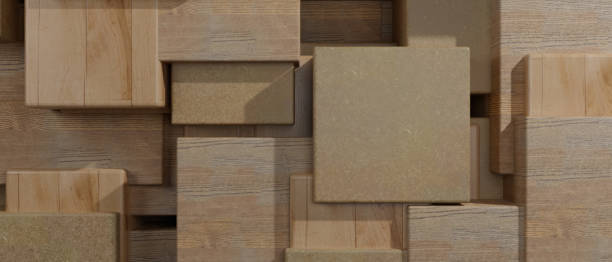 istock Building Wooden Blocks Pattern Or Structure Concept In Different Shapes. Abstract Background. 3D Render Illustration 1421850853