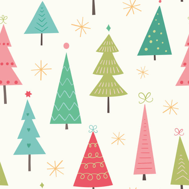 weihnachtsbaummuster hintergrundvektor. - pattern wood backgrounds repetition stock-grafiken, -clipart, -cartoons und -symbole