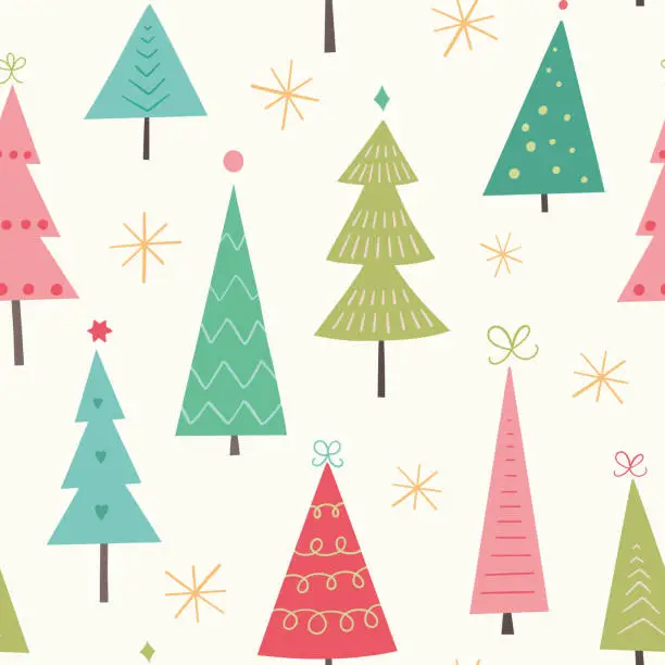 Vector illustration of Christmas tree pattern background vector.