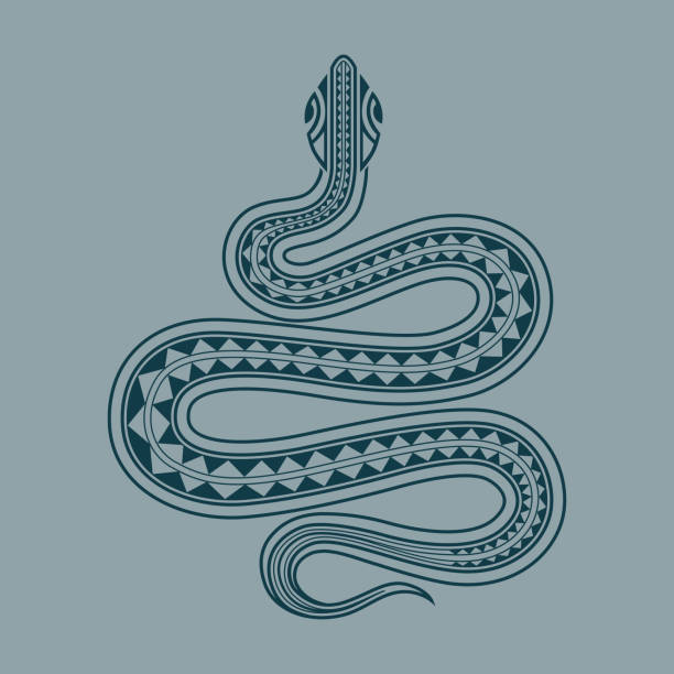 Snake Illustration. Chinese Zodiac snake sighn Snake Illustration. Chinese Zodiac snake sighn. Maori style. maori tattoos stock illustrations