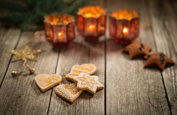 istock Homemade Christmas gingerbread on wooden rustic table. 1421851634