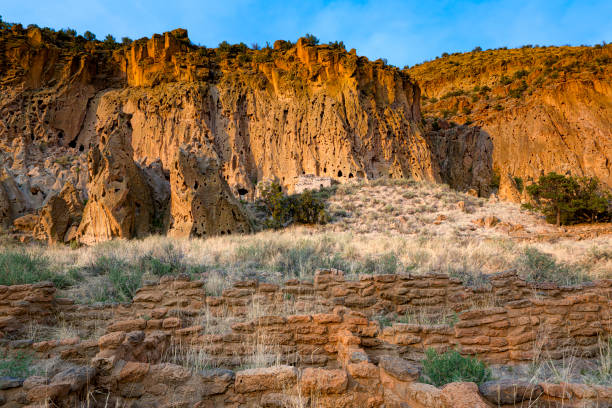 Tyuonyi, Bandelier National Monument, New Mexico, USA stock photo