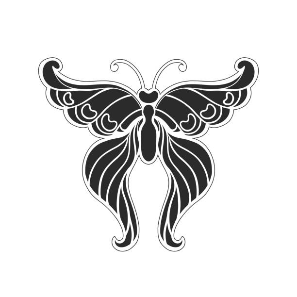 Art nouveau style basic butterfly element. 1920-1930 years vintage design. Symbol motif design. Isolated on white. Art nouveau style basic butterfly element. 1920-1930 years vintage design. Symbol motif design. Isolated on white. Vector illustration. 1930s style stock illustrations