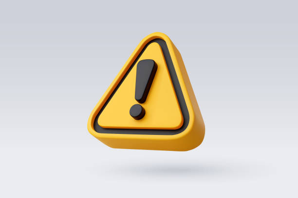 3d vector żółty znak ostrzegawczy z koncepcją wykrzyknika. - warning symbol stock illustrations