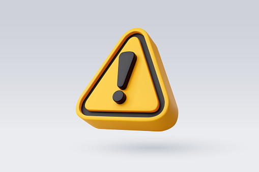 3d Vector Yellow warning sign with Exclamation mark concept. Eps 10 Vector.