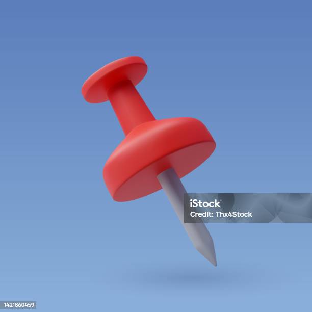 Push Pin Task 3d Vector Red Push Pin Fixing Memo Task For Office Stock Illustration ...