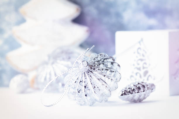 istock Christmas decoration. Bright wooden background. Selective focus. Close up. 1421861630