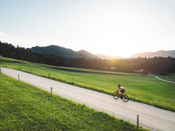 istock Scenic country side ride at sunset 1421864429