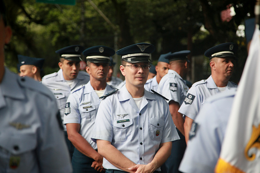 Singapore, Singapore - February 10, 2014: Police on patrol in the Little India neighbourhood of Singapore. Singapore's crime rate hit a 30 year low in 2013 with total crime cases falling 4.3 per cent.