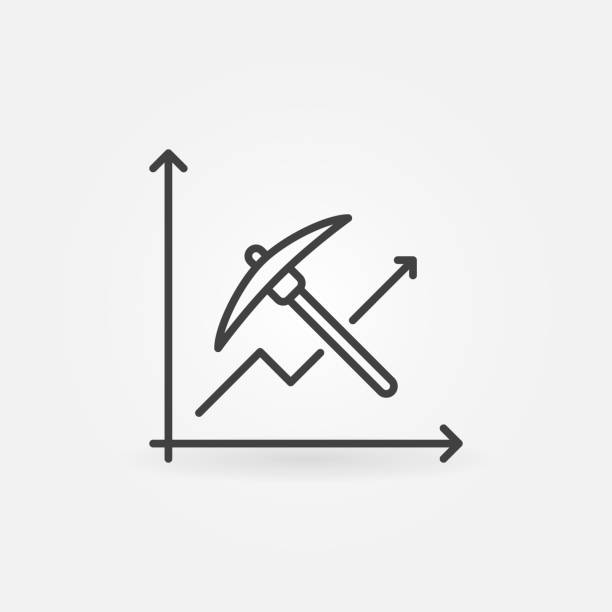 symbol für data mining- und analysevektor-thin-line-konzept - axt grafiken stock-grafiken, -clipart, -cartoons und -symbole
