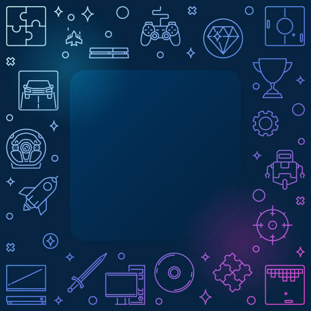 illustrations, cliparts, dessins animés et icônes de concept de jeux cadre de contour coloré - vecteur illustration de jeu - game controller computer icon maze silhouette