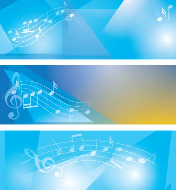 Vector illustration of blue abstract backgrounds for events - vector banners with music notes