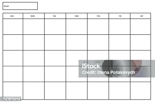 istock Empty calendar. Monthly calendar. Daily planner. Organizer diary. Vector illustration. stock image. 1421875243