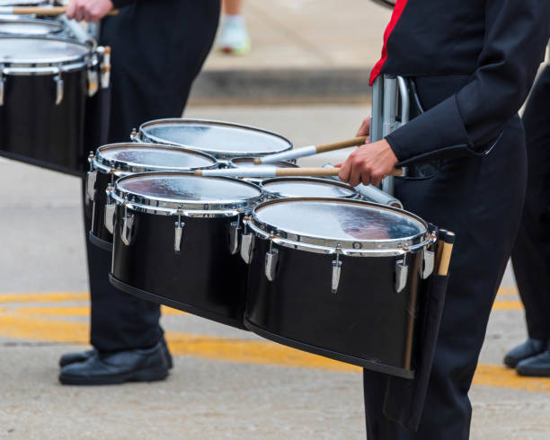 istock one snare drum of a marching band drum line warming up for a parade 1421876444