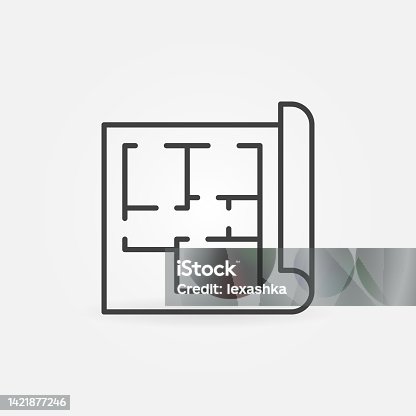 istock House Plan linear vector concept icon or symbol 1421877246
