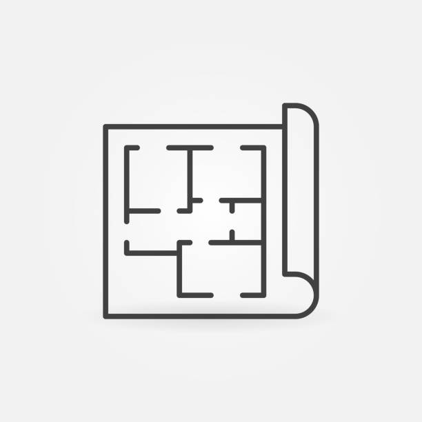 House Plan linear vector concept icon or symbol House Plan linear vector concept icon or logo element floor plan blueprint stock illustrations