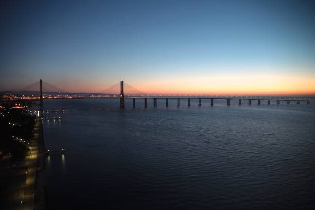 Shot from Vasco da Gama bridge in Lisbon, sunrise