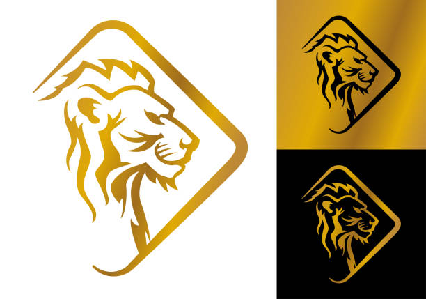 ilustrações, clipart, desenhos animados e ícones de modelo de símbolo do ícone do leão dourado - imperial power