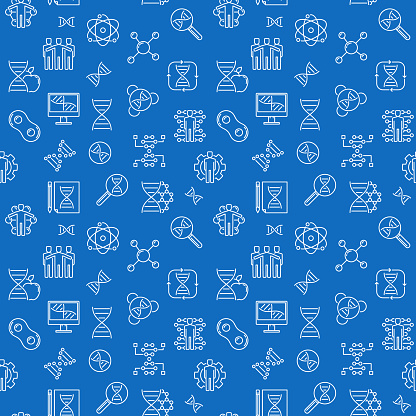 Cloning Line Vector Seamless Pattern With Blue Background Stock ...