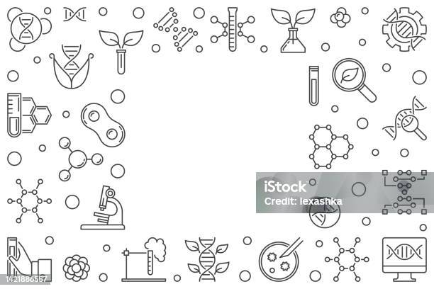 Vector Map Biotech Vector Biotechnology Or Biotech Outline Horizontal Frame Stock ...