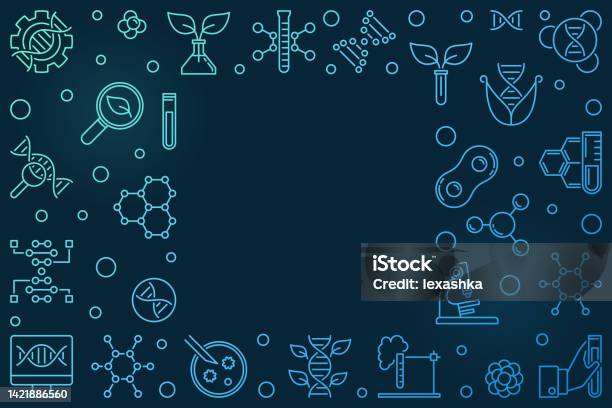 Vector Map Biotech Vector Biotechnology Colorful Outline Horizontal Frame Stock ...