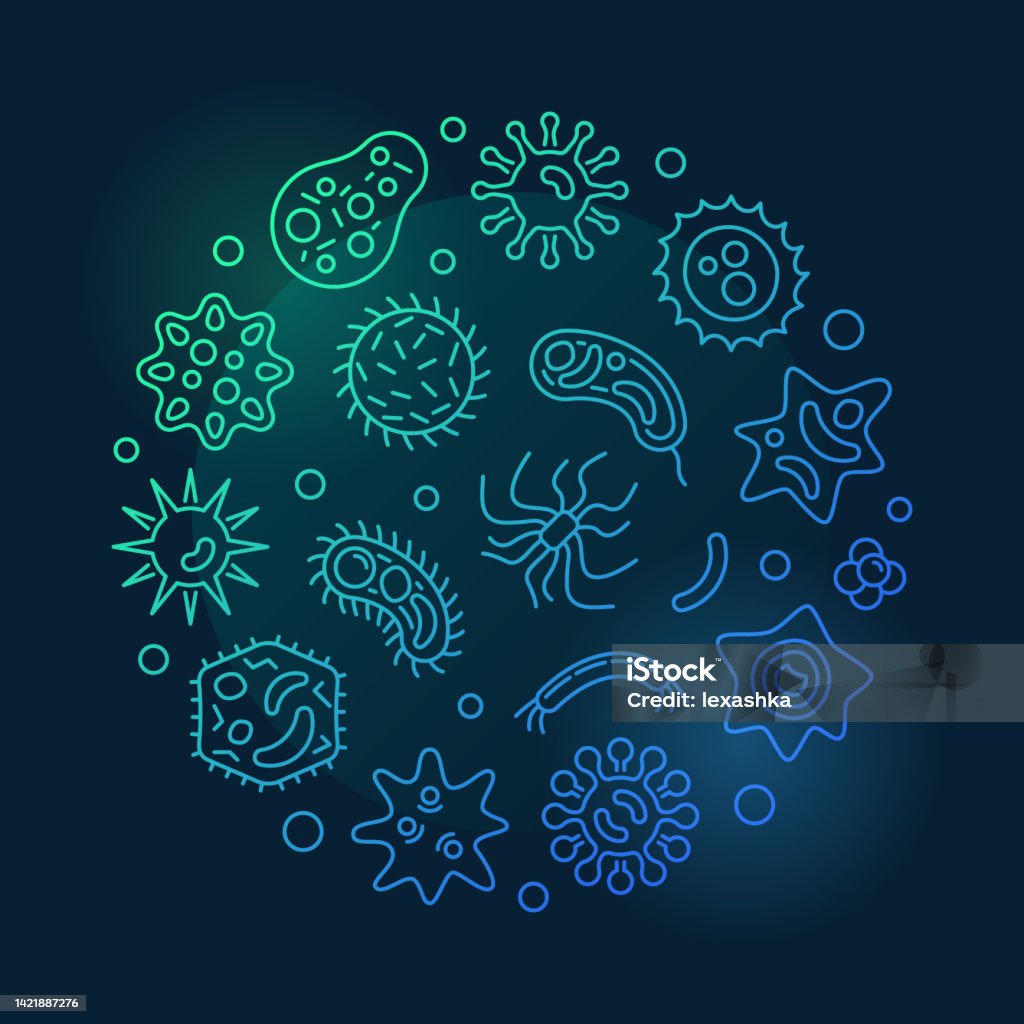 Bacteriology Graphics Bacteriology Circular Vector Blue Outline Modern Illustration Stock ...