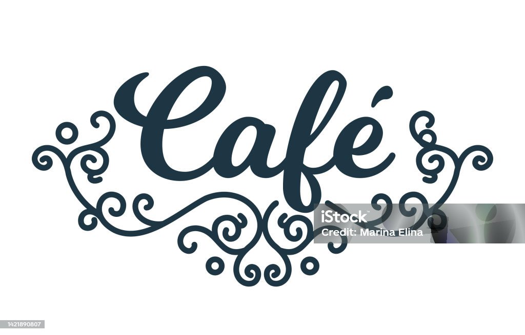 Cafe Sign Cursive Cafe Sign Stock Illustration - Download Image Now - Bakery, Banner ...