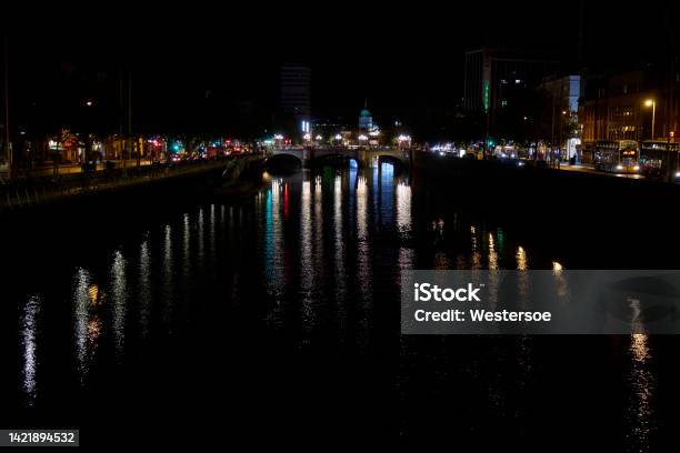 Night In Dublin Stock Photo - Download Image Now - Architecture, Black Color, Bridge - Built Structure