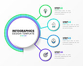 istock Infographic template. 4 circles connected to the center 1421897450