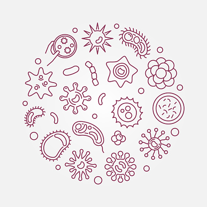 Pathogen Rounds Virus Or Pathogen Round Vector Concept Red Line Illustration Stock ...