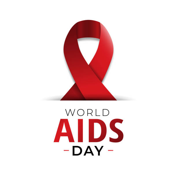 ilustraciones, imágenes clip art, dibujos animados e iconos de stock de día mundial del sida. día de concientización sobre la cinta roja realista - world aids day